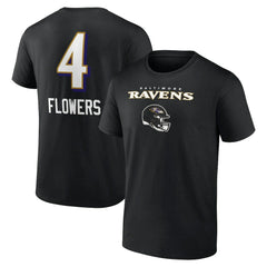 Zay Flowers Baltimore Ravens Team Wordmark Player Name & Number T-Shirt - Black T-shirts