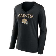 Chris Olave New Orleans Saints Women's Team Wordmark Player Name & Number Long Sleeve V-Neck T-Shirt - Black T-shirts