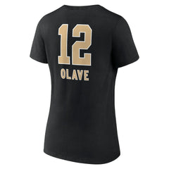 Chris Olave New Orleans Saints Women's Team Wordmark Player Name & Number V-Neck T-Shirt - Black T-shirts