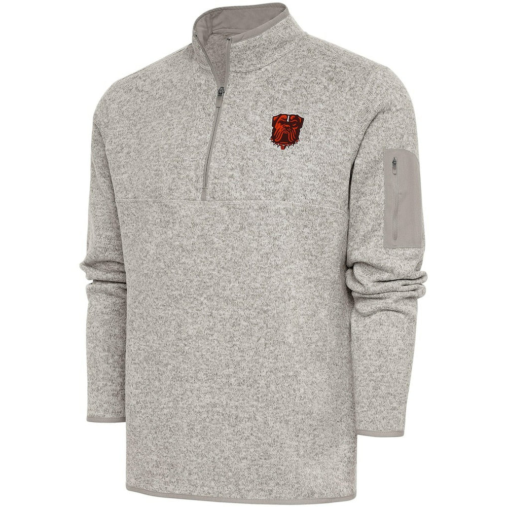 Cleveland Browns Antigua Fortune Quarter-Zip Pullover Jacket - Oatmeal Pullover