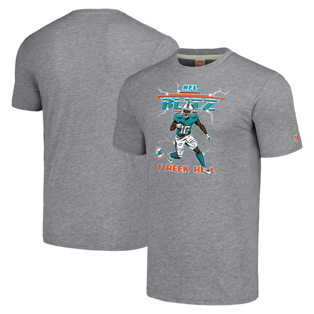 Tyreek Hill Miami Dolphins Homage Unisex NFL Blitz Player Tri-Blend T-Shirt - Gray T-shirts