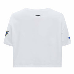 St. Louis Blues Pro Standard Women's Boxy Script Tail Cropped T-Shirt - White | US 200723682