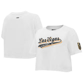 Vegas Golden Knights Pro Standard Women's Boxy Script Tail Cropped T-Shirt - White | US 200723734