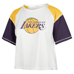 Los Angeles Lakers '47 Women's Premier Raglan Cropped T-Shirt Cream - 47 brand