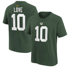 Jordan Love Green Bay Packers Youth Player Name & Number T-Shirt - Green T-shirts