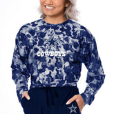 Dallas Cowboys Certo Women's Cropped Long Sleeve T-Shirt - Navy T-shirts