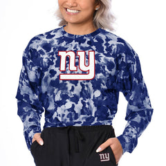 New York Giants Certo Women's Cropped Long Sleeve T-Shirt - Royal T-shirts