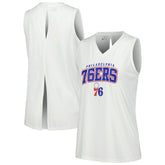 Philadelphia 76ers Levelwear Women's Paisley Peekaboo Tank Top White