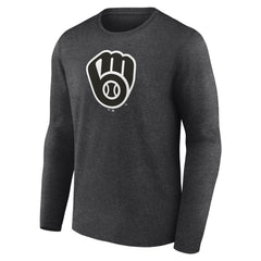 Milwaukee Brewers Personalized Monochrome Name & Number Long Sleeve T-Shirt - Charcoal T-shirts