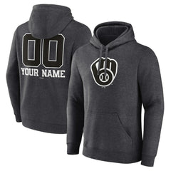 Milwaukee Brewers Personalized Monochrome Name & Number Pullover Hoodie - Charcoal Hoodies