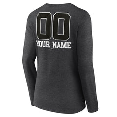 Milwaukee Brewers Women's Personalized Monochrome Name & Number Long Sleeve V-Neck T-Shirt - Charcoal T-shirts