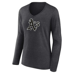 Athletics Women's Personalized Monochrome Name & Number Long Sleeve V-Neck T-Shirt - Charcoal T-shirts