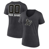 Athletics Women's Personalized Monochrome Name & Number V-Neck T-Shirt - Charcoal T-shirts