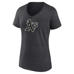 Athletics Women's Personalized Monochrome Name & Number V-Neck T-Shirt - Charcoal T-shirts