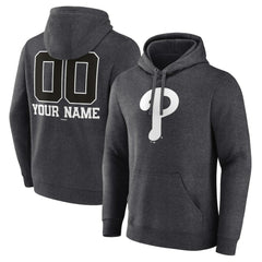 Philadelphia Phillies Personalized Monochrome Name & Number Pullover Hoodie - Charcoal Hoodies