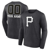 Pittsburgh Pirates Personalized Monochrome Name & Number Long Sleeve T-Shirt - Charcoal T-shirts