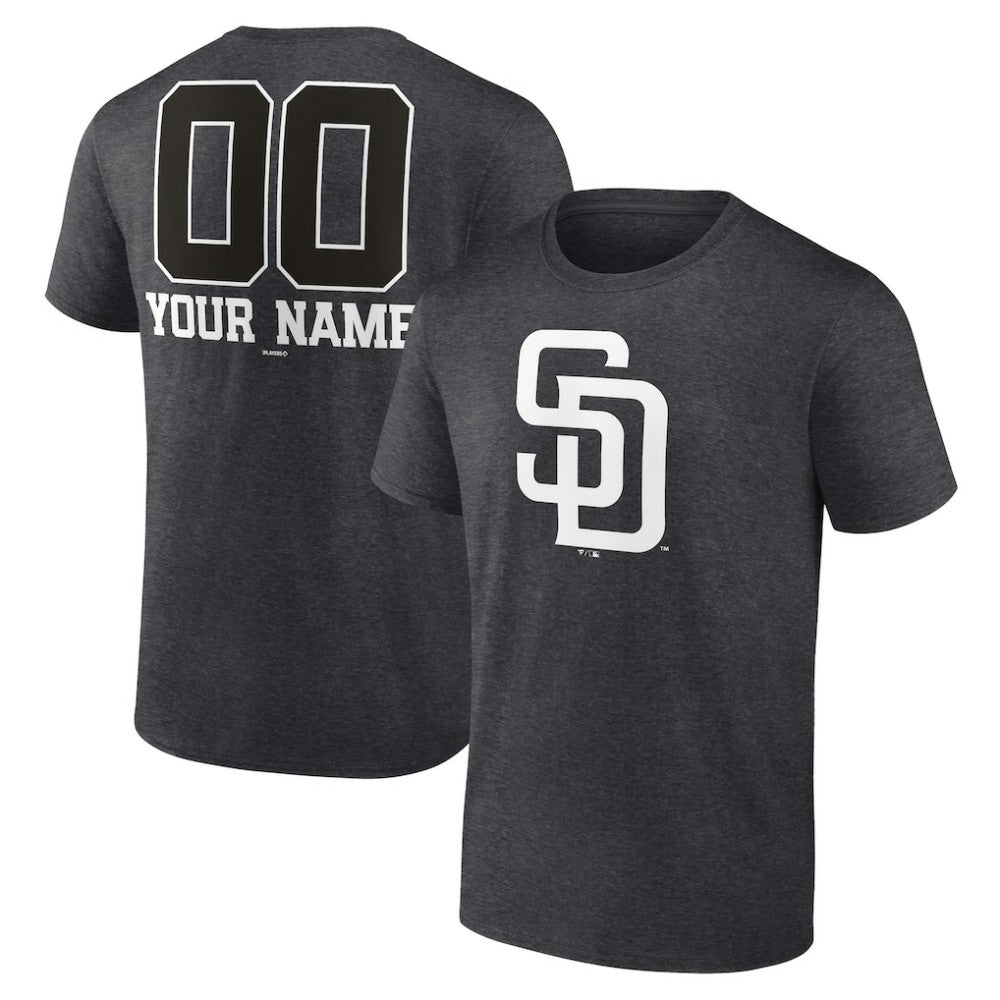 San Diego Padres Personalized Monochrome Name & Number T-Shirt - Charcoal T-shirts
