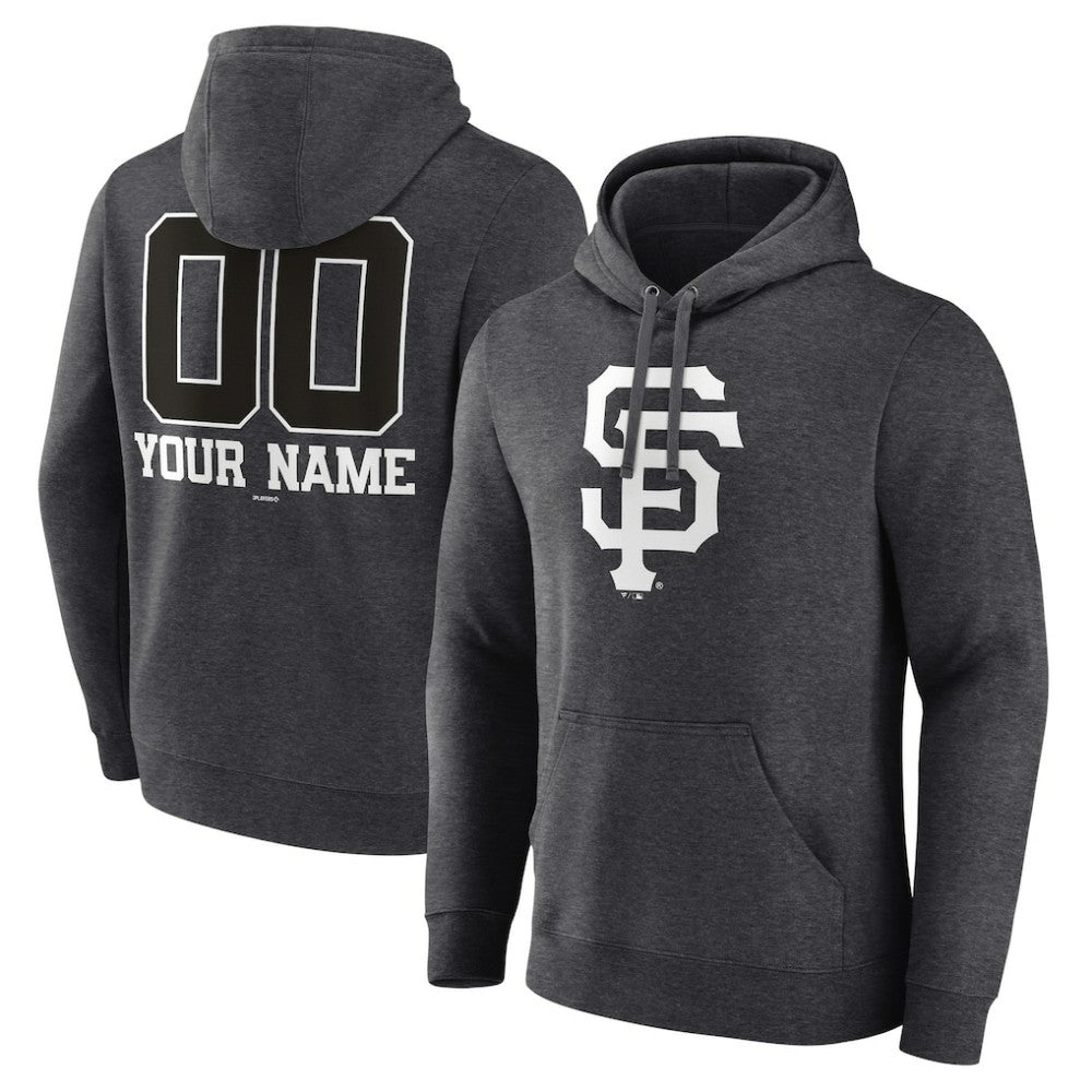 San Francisco Giants Personalized Monochrome Name & Number Pullover Hoodie - Charcoal Hoodies