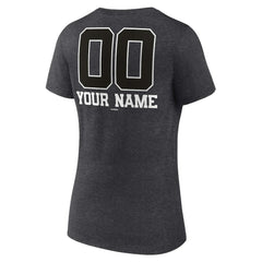 San Francisco Giants Women's Personalized Monochrome Name & Number V-Neck T-Shirt - Charcoal T-shirts