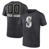 Seattle Mariners Personalized Monochrome Name & Number T-Shirt - Charcoal T-shirts
