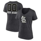 St. Louis Cardinals Women's Personalized Monochrome Name & Number V-Neck T-Shirt - Charcoal T-shirts