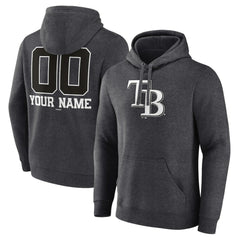 Tampa Bay Rays Personalized Monochrome Name & Number Pullover Hoodie - Charcoal Hoodies