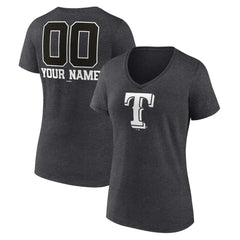 Texas Rangers Women's Personalized Monochrome Name & Number V-Neck T-Shirt - Charcoal T-shirts