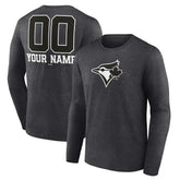 Toronto Blue Jays Personalized Monochrome Name & Number Long Sleeve T-Shirt - Charcoal T-shirts