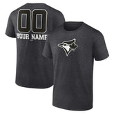 Toronto Blue Jays Personalized Monochrome Name & Number T-Shirt - Charcoal T-shirts
