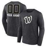 Washington Nationals Personalized Monochrome Name & Number Long Sleeve T-Shirt - Charcoal T-shirts