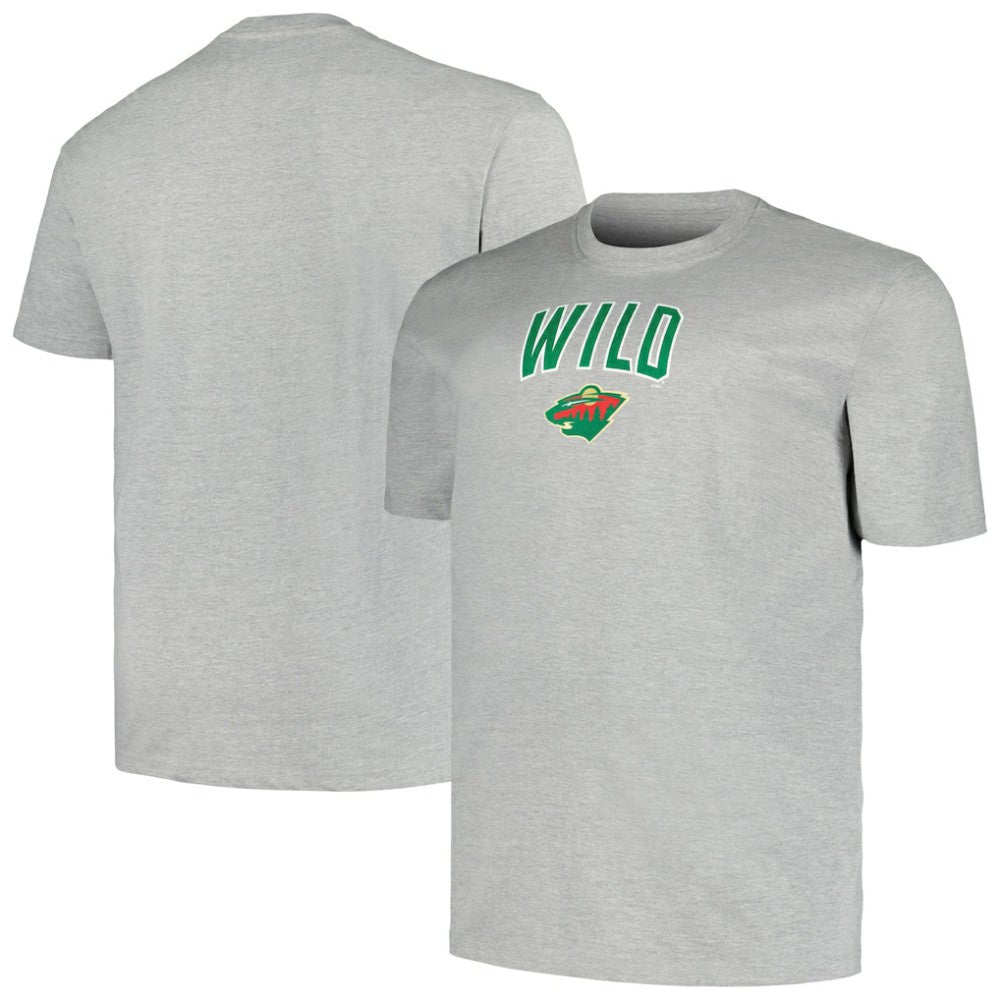 Minnesota Wild Profile Big & Tall Arch Over Logo T-Shirt - Heather Gray | US 200745660