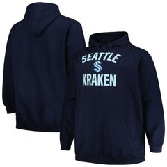 Seattle Kraken Profile Big & Tall Arch Over Logo Pullover Hoodie - Deep Sea Blue | US 200745680