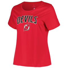 New Jersey Devils Profile Women's Plus Size Arch Over Logo T-Shirt - Red | US 200745687