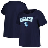 Seattle Kraken Profile Women's Plus Size Arch Over Logo T-Shirt - Deep Sea Blue | US 200745690
