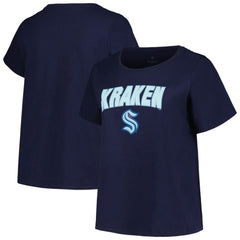 Seattle Kraken Profile Women's Plus Size Arch Over Logo T-Shirt - Deep Sea Blue | US 200745690