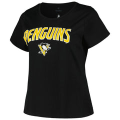 Pittsburgh Penguins Profile Women's Plus Size Arch Over Logo T-Shirt - Black | US 200745693
