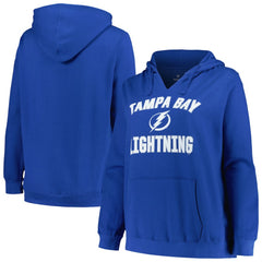 Tampa Bay Lightning Profile Women's Plus Size Arch Over Logo Pullover Hoodie - Blue | US 200745695