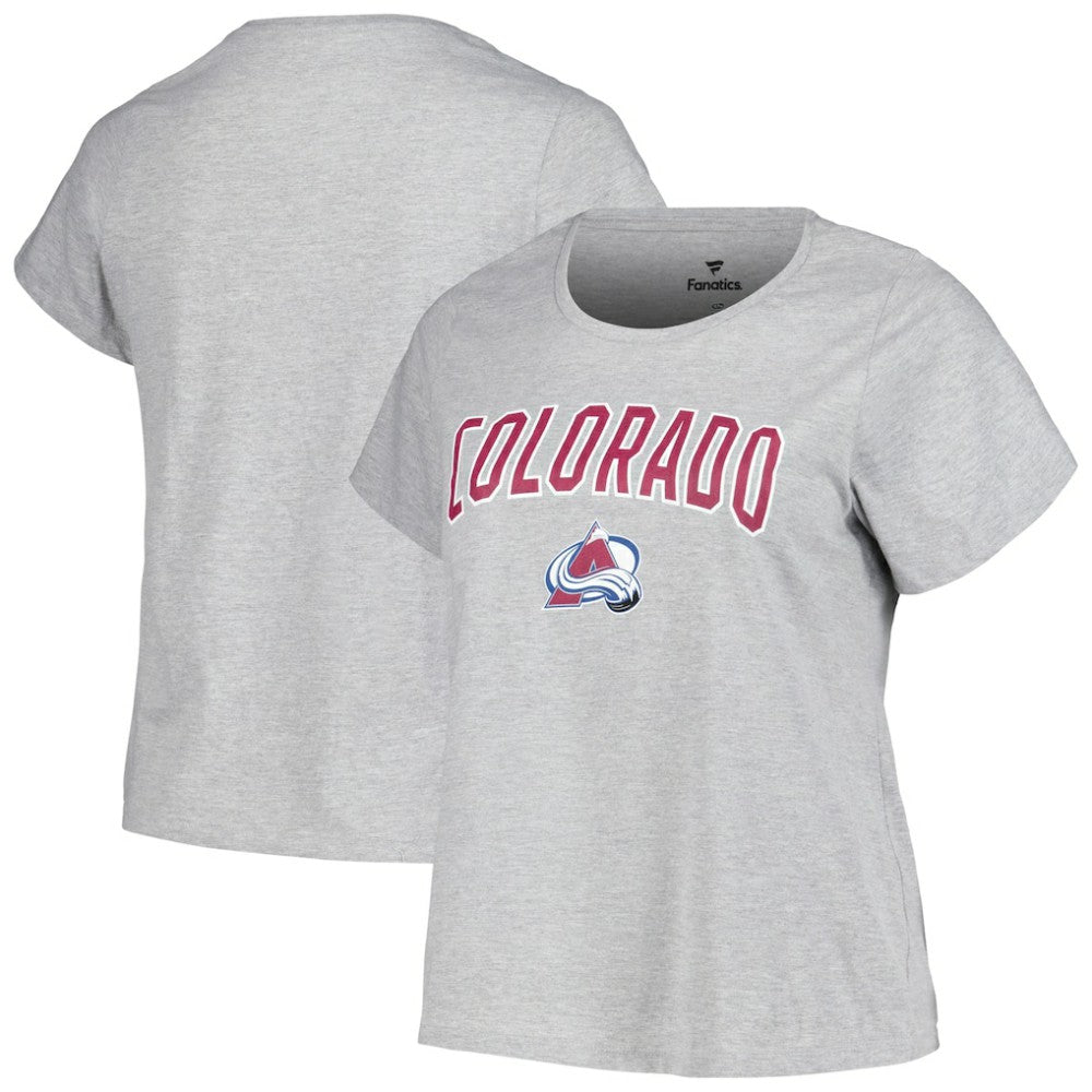 Colorado Avalanche Profile Women's Plus Size Arch Over Logo T-Shirt - Heather Gray | US 200745699
