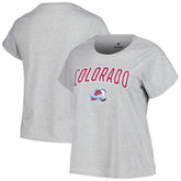 Colorado Avalanche Profile Women's Plus Size Arch Over Logo T-Shirt - Heather Gray | US 200745699