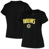 Boston Bruins Profile Women's Plus Size Arch Over Logo T-Shirt - Black | US 200745700