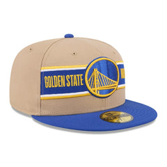 Golden State Warriors 2024 NBA Draft 59FIFTY Fitted Hat Tan/Royal - New Era