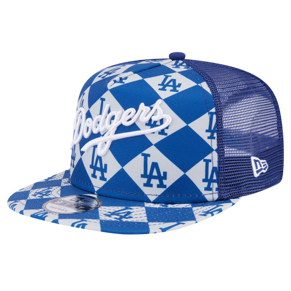 Los Angeles Dodgers New Era Seeing Diamonds A-Frame Trucker 9FIFTY Snapback Hat - Royal Hats