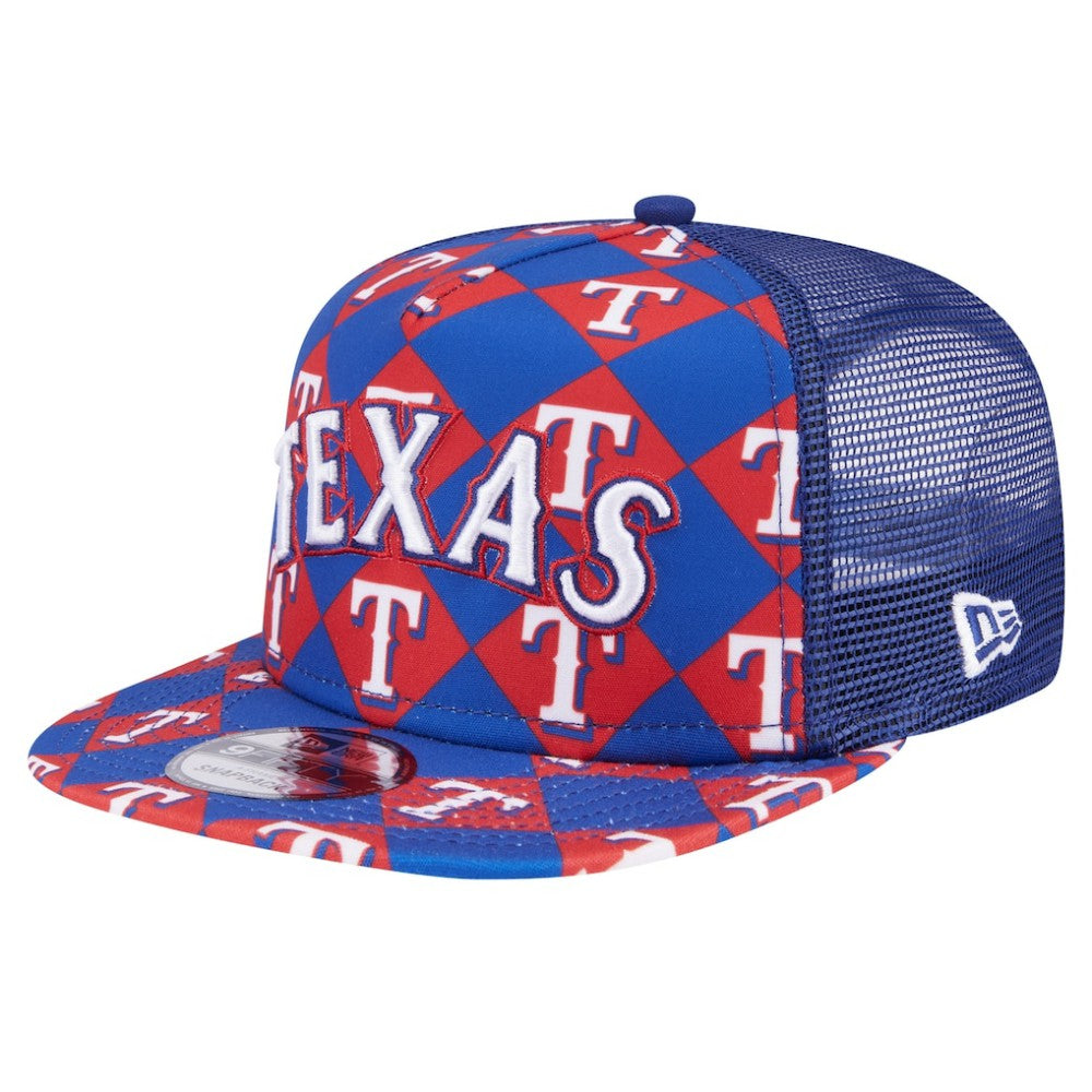 Texas Rangers New Era Seeing Diamonds A-Frame Trucker 9FIFTY Snapback Hat - Royal Hats