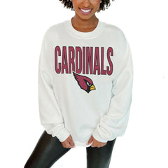 Arizona Cardinals Gameday Couture Women's Just Go With It Oversized Long Sleeve Crewneck Sweatshirt - White