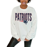 New England Patriots Gameday Couture Women's Just Go With It Oversized Long Sleeve Crewneck Sweatshirt - White