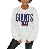 New York Giants Gameday Couture Women's Just Go With It Oversized Long Sleeve Crewneck Sweatshirt - White