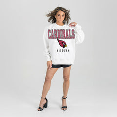 Arizona Cardinals Gameday Couture Women's Sunday Drives Oversized Crewneck Pullover Sweatshirt - White