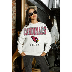 Arizona Cardinals Gameday Couture Women's Sunday Drives Oversized Crewneck Pullover Sweatshirt - White