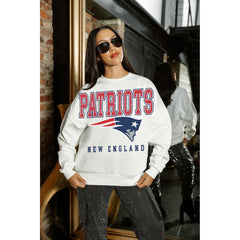 New England Patriots Gameday Couture Women's Sunday Drives Oversized Crewneck Pullover Sweatshirt - White
