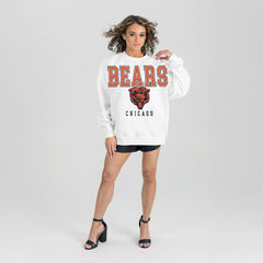 Chicago Bears Gameday Couture Women's Sunday Drives Oversized Crewneck Pullover Sweatshirt - White
